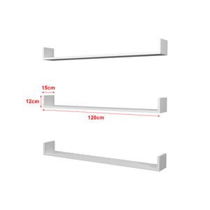 Set 'Hà¶ganà¤s' 3 Mensole da Muro - Consolli Pensili con Piano d'Appoggio a Forma di U - Largo 120 cm - Bianco [en.casa]