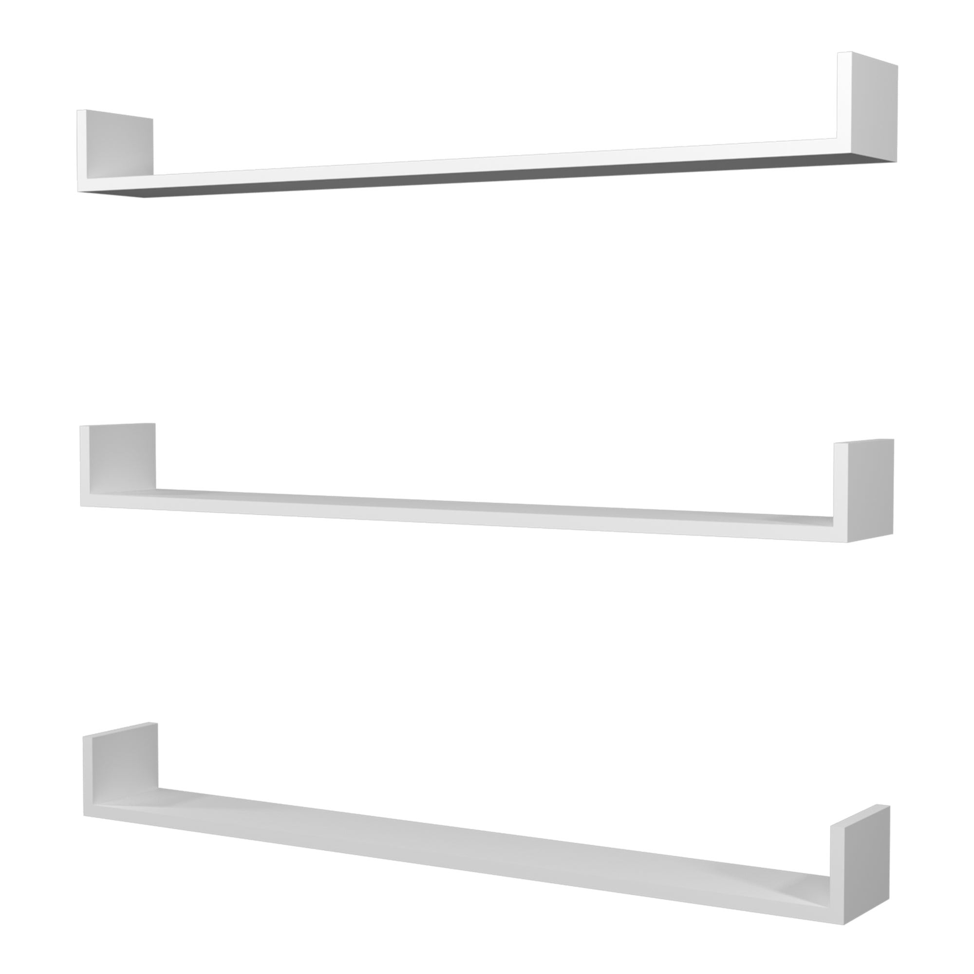 Set 'Hà¶ganà¤s' 3 Mensole da Muro - Consolli Pensili con Piano d'Appoggio a Forma di U - Largo 120 cm - Bianco [en.casa]