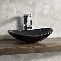 [neu.haus] Lavabo Vetro di Sicurezza 47 x 30,5 x 13 cm Vetro Duro 12 mm Nero