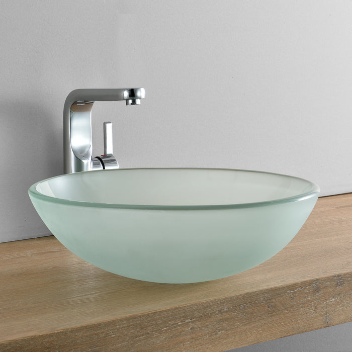 Lavabo Rotondo ⌀42 cm Lavandino da Appoggio in Vetro Opaco [neu.haus]