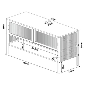 Armadio Sottolavabo Hvaler con Ante Scorrevoli 60 x 100 x 45 cm Bambù [en.casa]