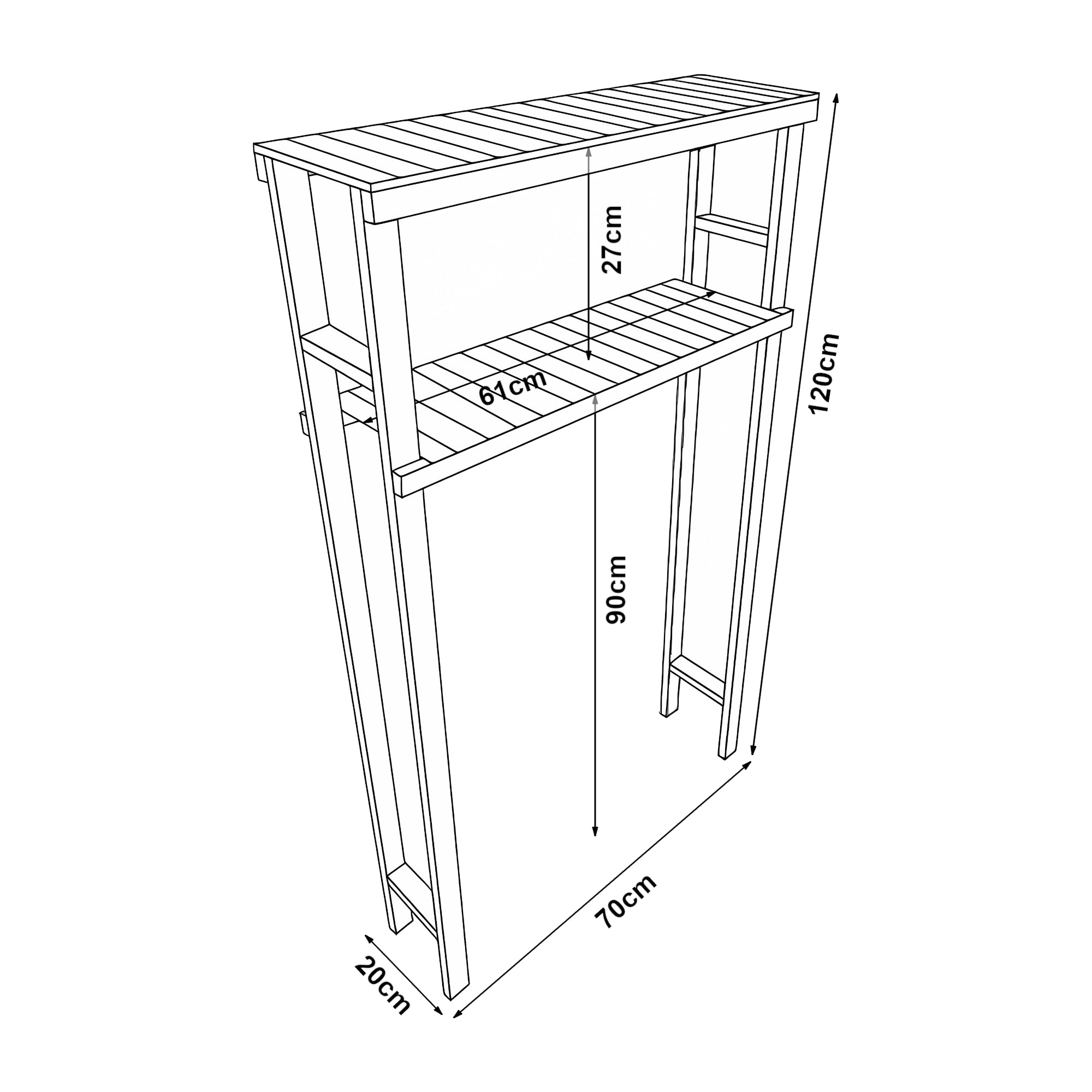 Scaffale Kinnula Sopra Lavatrice Gabinetto Sovrastruttura Salvaspazio 120 x 70 x 20 cm Legno Scuro [en.casa]