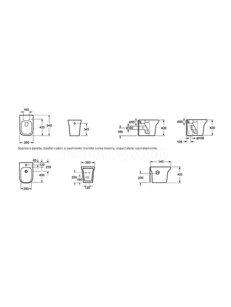 Wc filo muro con copriwater soft close Mues Wofly