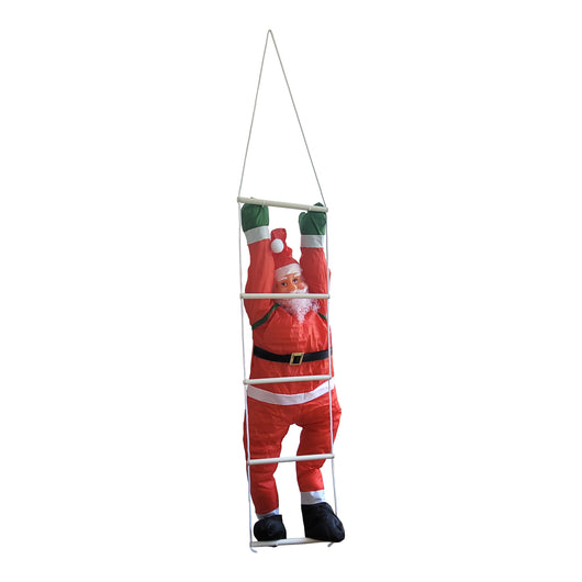 [en.casa] Figura di Babbo Natale Arrampicatore su Scala di Corda - Altezza totale 165 cm - Decorazione Natalizia per Uso