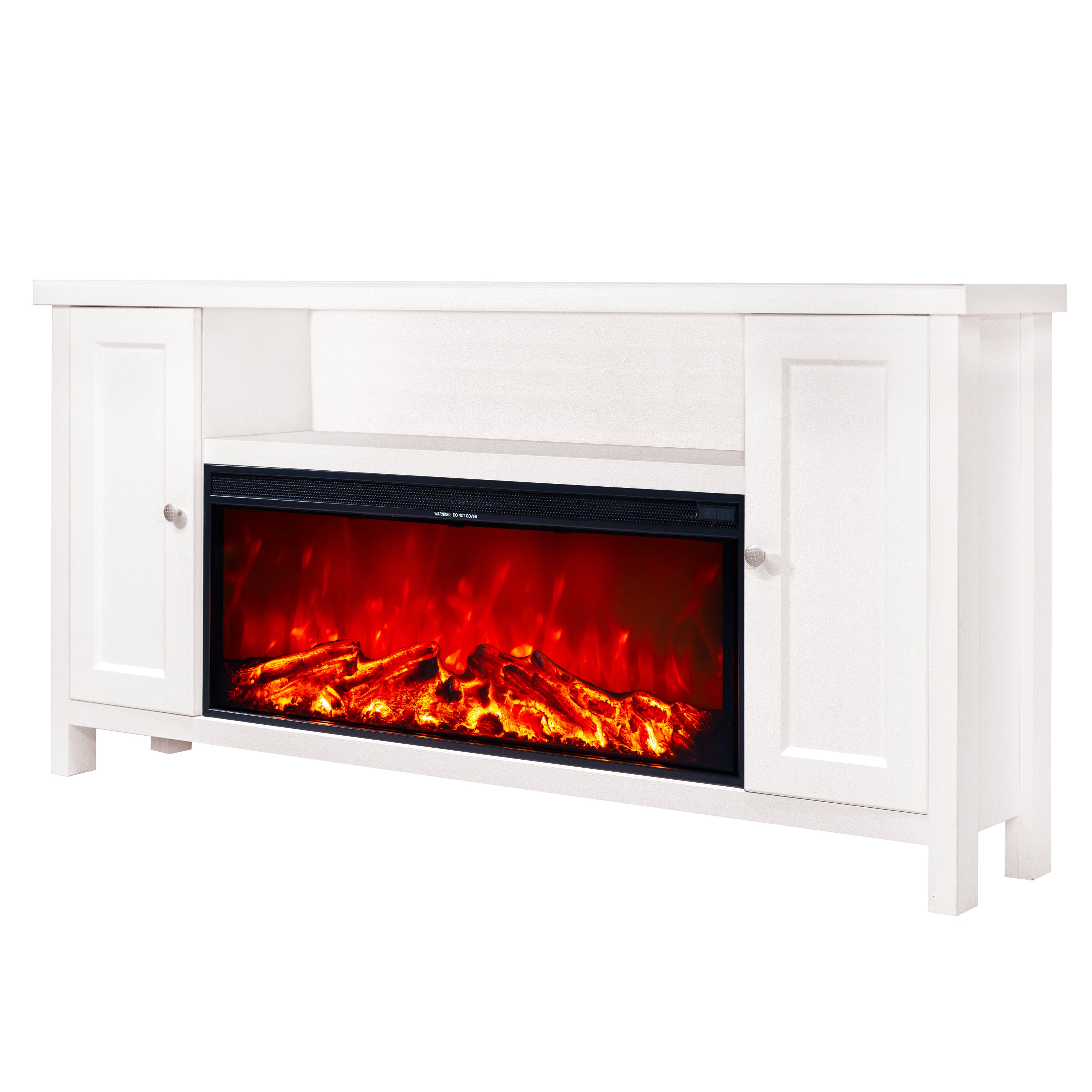 Camino Elettrico da Pavimento 75x150x30 cm Effetto Fiamma 1500W Mozart & Tasmania