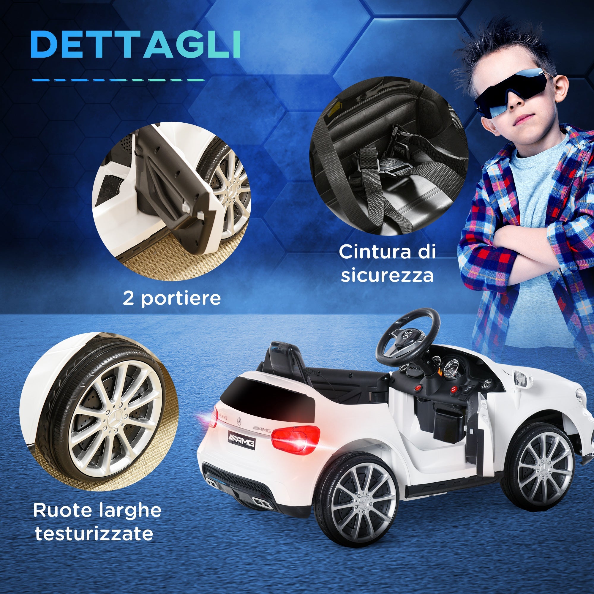 Macchina Elettrica per Bambini 6V con Licenza Mercedes GLA 45 Bianco