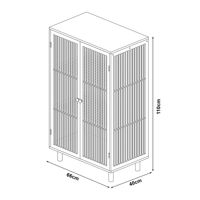 Armadio Grong a 2 Ante Credenza Bassa 110 x 66 x 40 cm Bambù Naturale [en.casa]