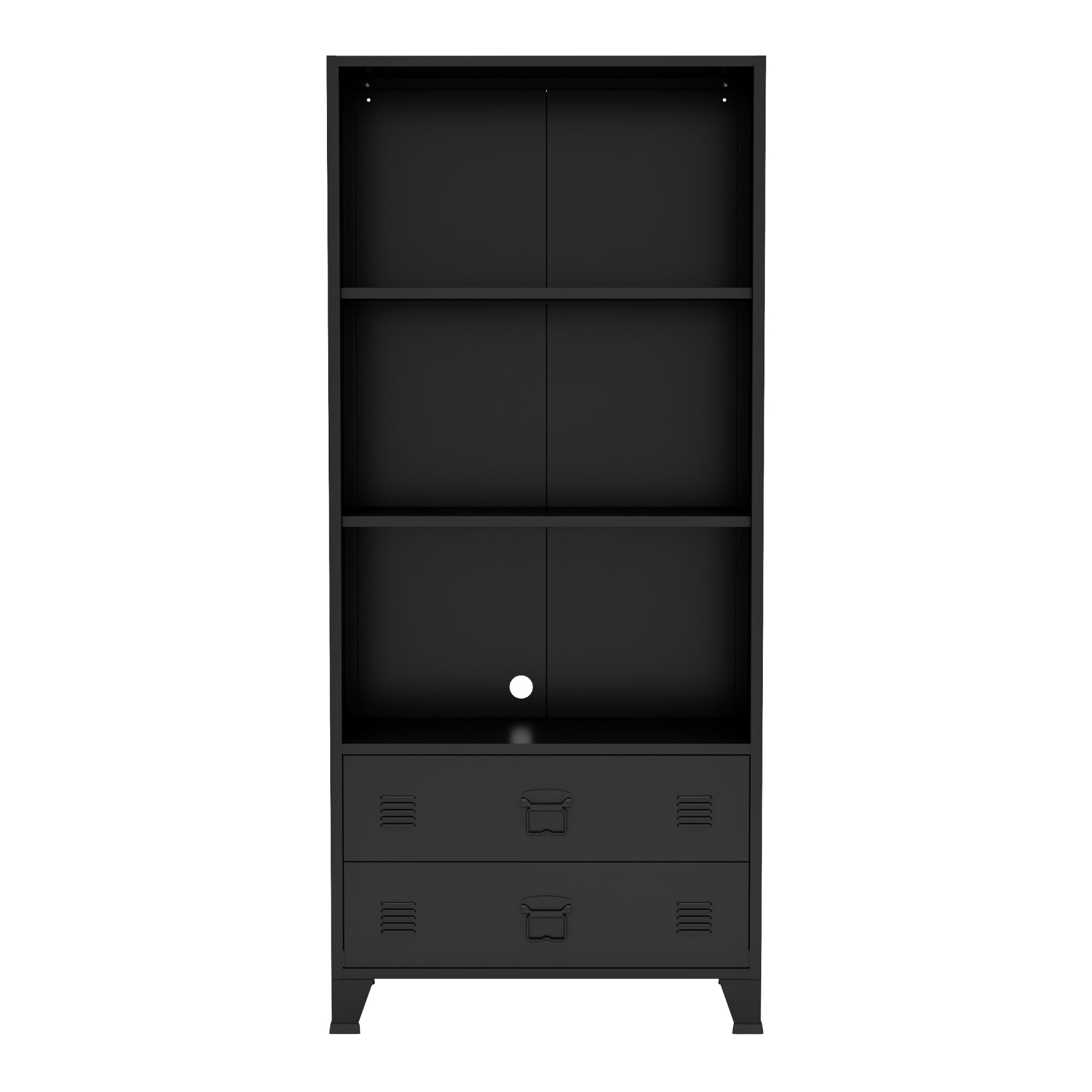 Libreria Hammarland in Acciaio 3 Scomparti e 2 Cassetti 180x80x40 cm Nero [en.casa]