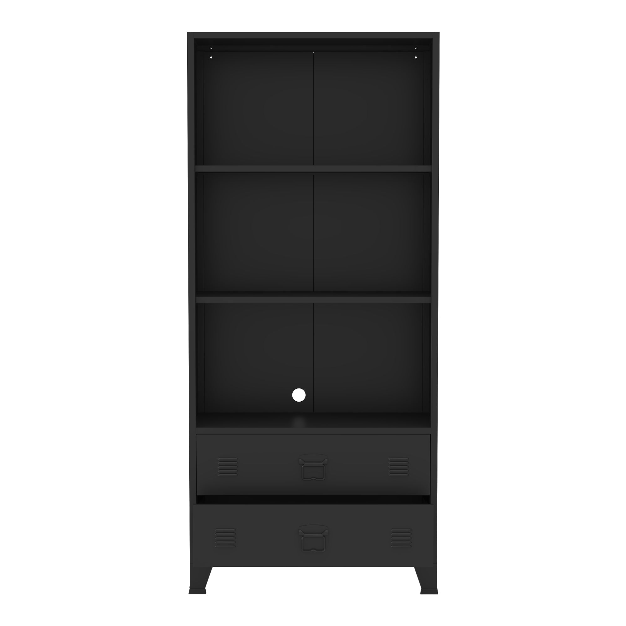 Libreria Hammarland in Acciaio 3 Scomparti e 2 Cassetti 180x80x40 cm Nero [en.casa]