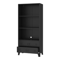 Libreria Hammarland in Acciaio 3 Scomparti e 2 Cassetti 180x80x40 cm Nero [en.casa]