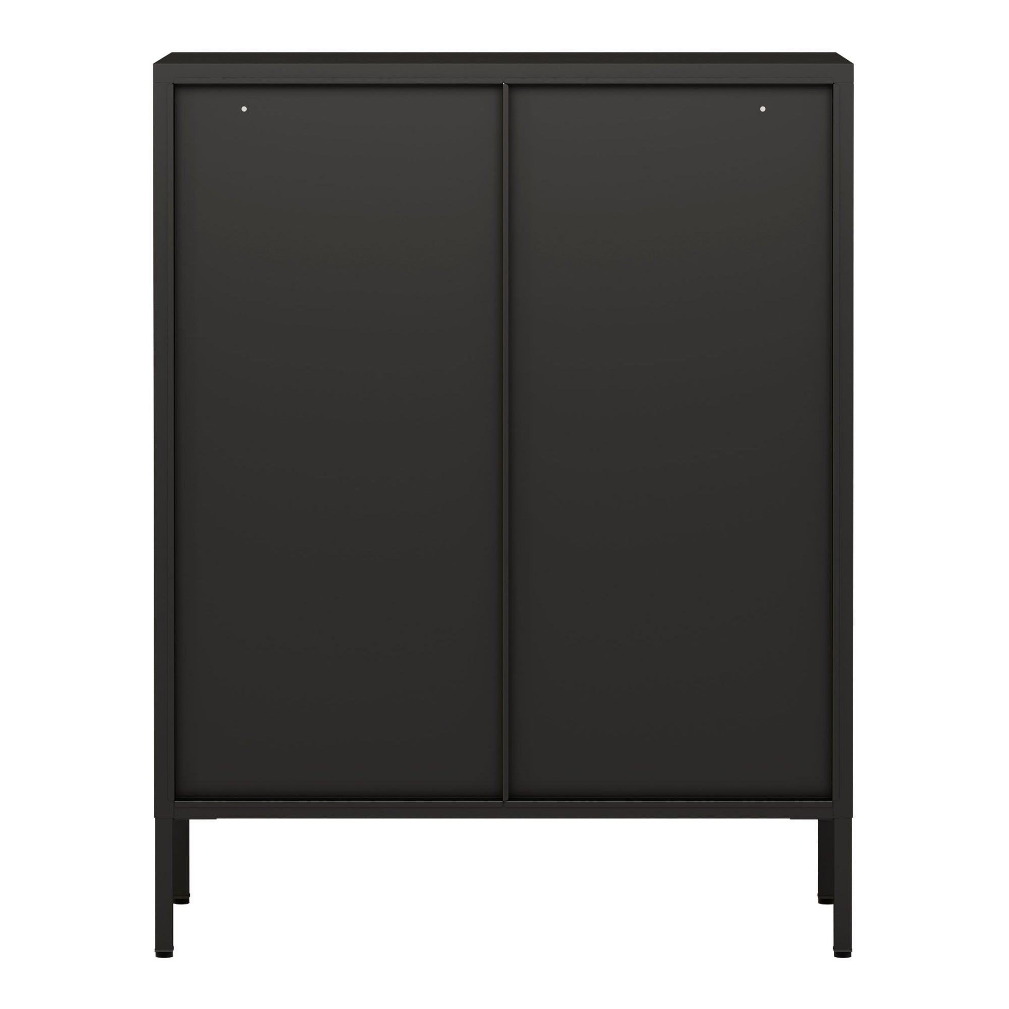 Credenza Fauske in Acciaio con 2 Ante in Vetro Temperato 101,5 x 80 x 40 cm Nero [en.casa]