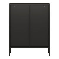 Credenza Fauske in Acciaio con 2 Ante in Vetro Temperato 101,5 x 80 x 40 cm Nero [en.casa]