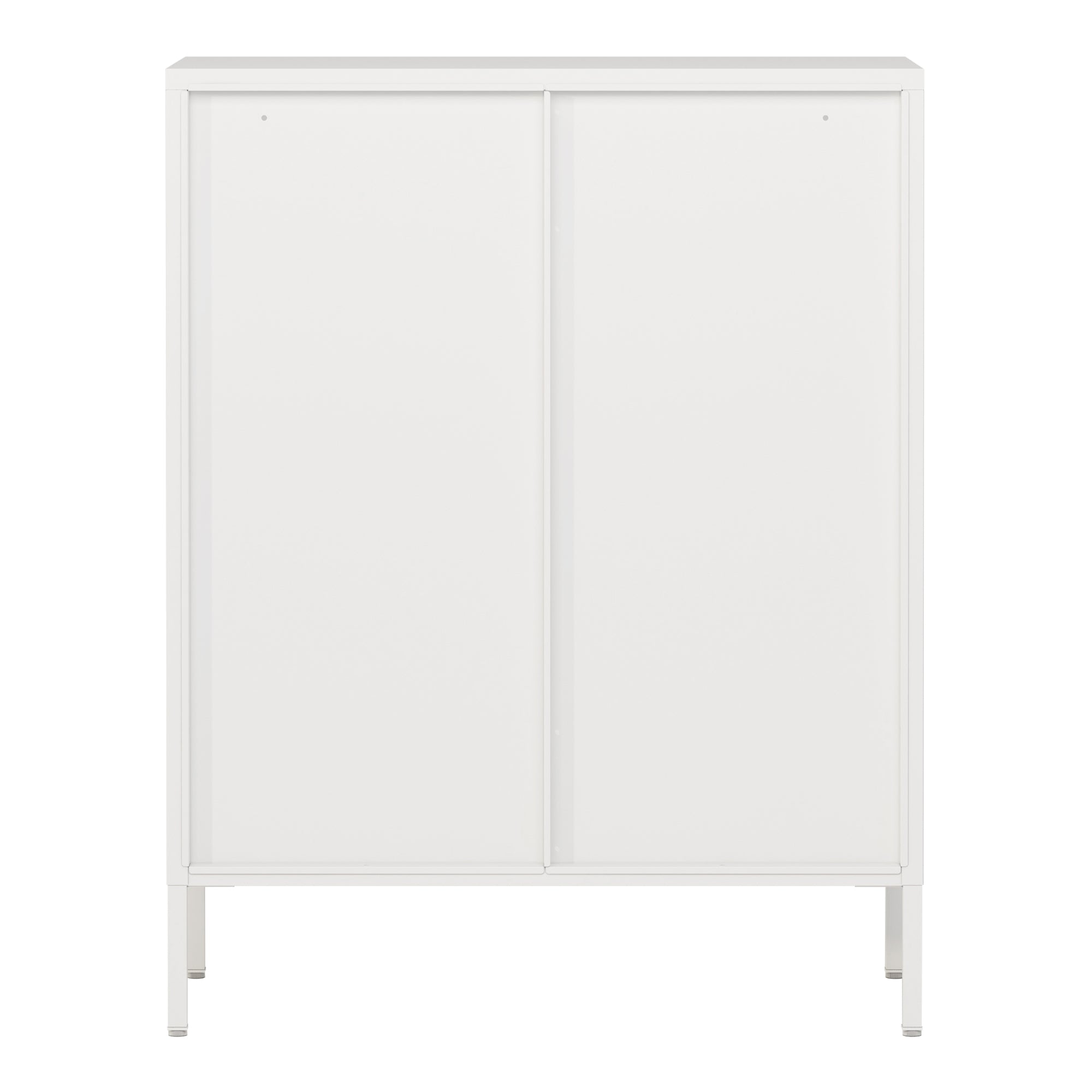 Credenza Fauske in Acciaio con 2 Ante in Vetro Temperato 101,5 x 80 x 40 cm Bianco [en.casa]