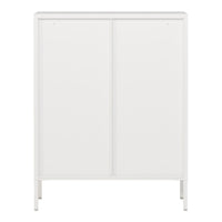 Credenza Fauske in Acciaio con 2 Ante in Vetro Temperato 101,5 x 80 x 40 cm Bianco [en.casa]