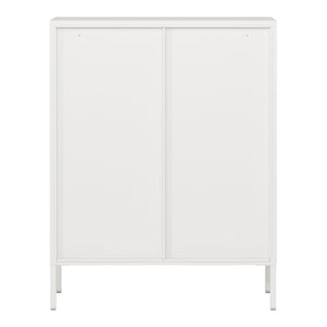 Credenza Fauske in Acciaio con 2 Ante in Vetro Temperato 101,5 x 80 x 40 cm Bianco [en.casa]