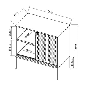 Credenza Eidsvoll in Acciaio con Anta Scorrevole 85 x 80 x 45 cm Verde [en.casa]