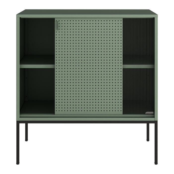 Credenza Eidsvoll in Acciaio con Anta Scorrevole 85 x 80 x 45 cm Verde [en.casa]