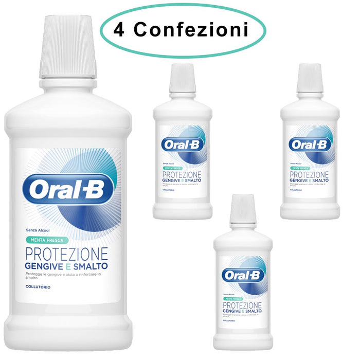 Oral b colluttorio menta fresca protezione gengive & smalto 4 confezioni da 500 milliliters