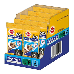 Multipack da 10 confezioni di pedigree dentastix per cani di grande taglia 7 sticks ciascuna