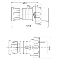 Spina mobile diritta industriale rossa 3p+t 16a trifase 380v ip67 gw60030h