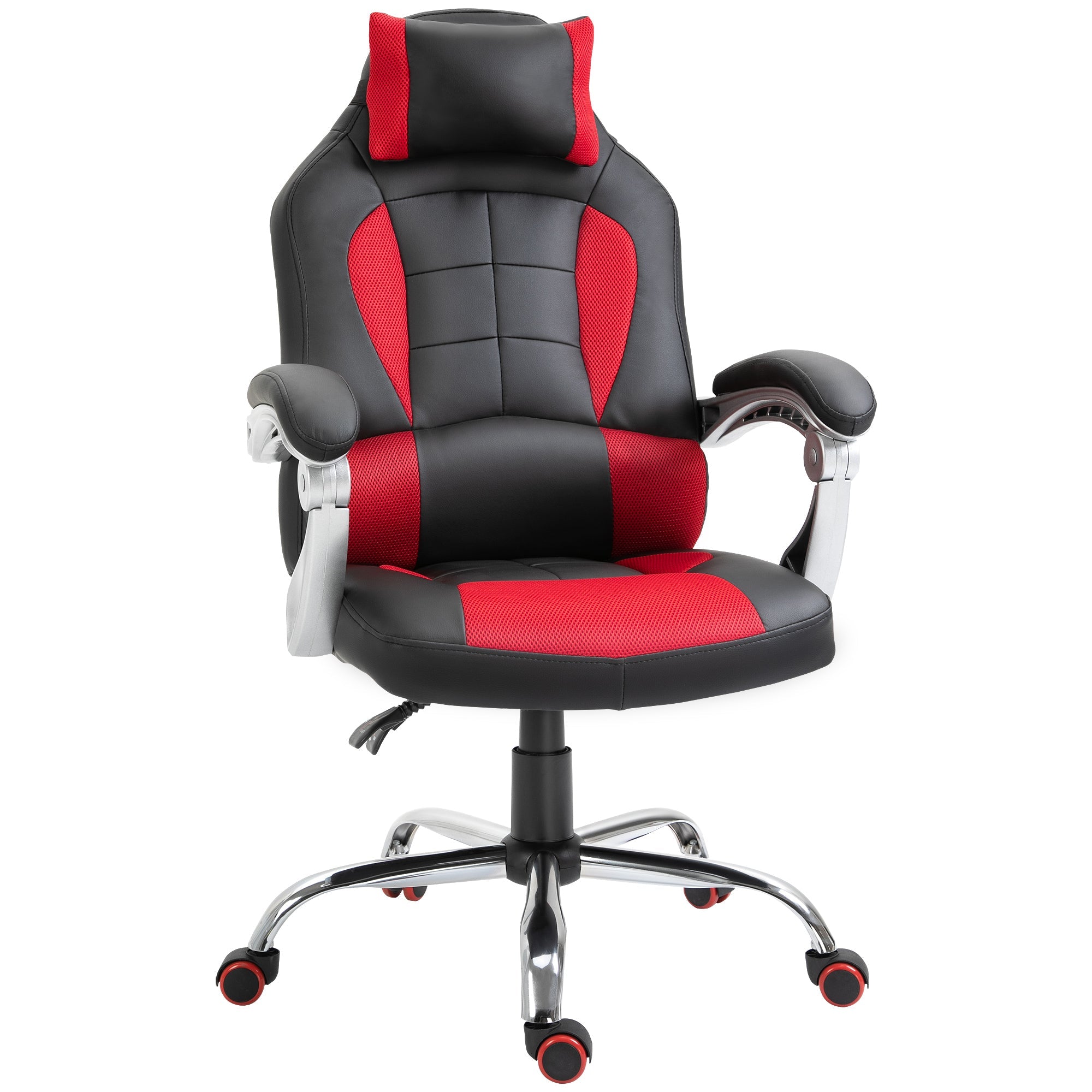 Sedia da Gaming Ergonomica 67x69x118-127 cm in Similpelle Rosso e Nero