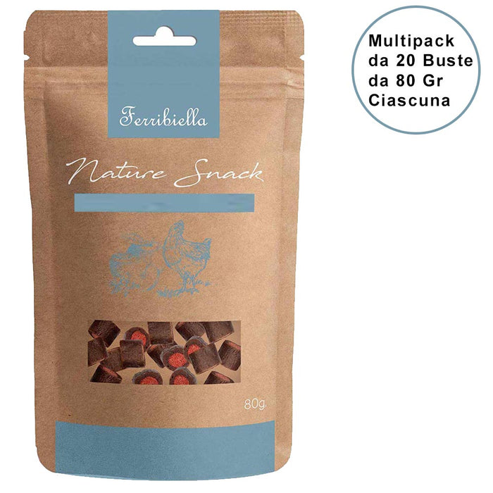 Nature snack per cani ferribiella involtini di anatra confezione da 20 buste da 80 gr