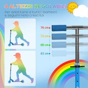 Monopattino Pieghevole per Bambini 2 Ruote Altezza Regolabile 65-78 cm Blu