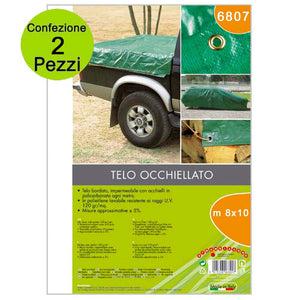 Multipack da 2 pz telone occhiellato copritutto verde 120 gr metri 8x10