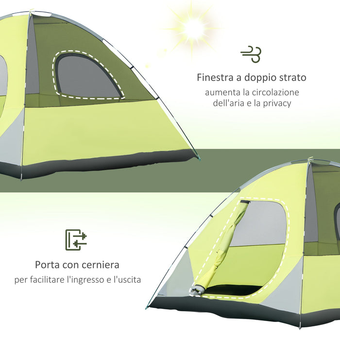 Tenda da Campeggio 3-4 Persone a Cupola 300x300x180cm Impermeabile e Anti UV Giallo e Grigio