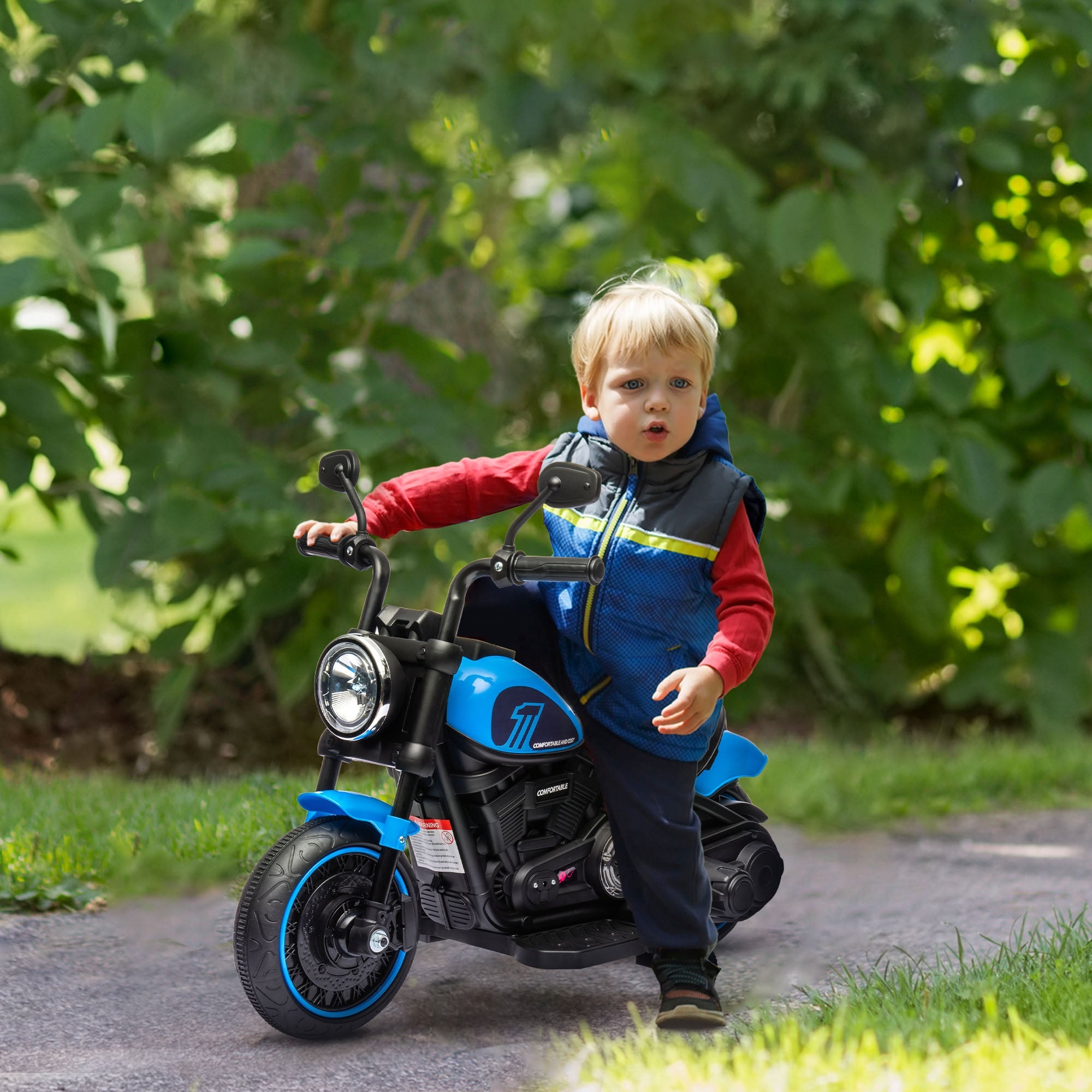 Moto Elettrica per Bambini 6V Blu e Nero