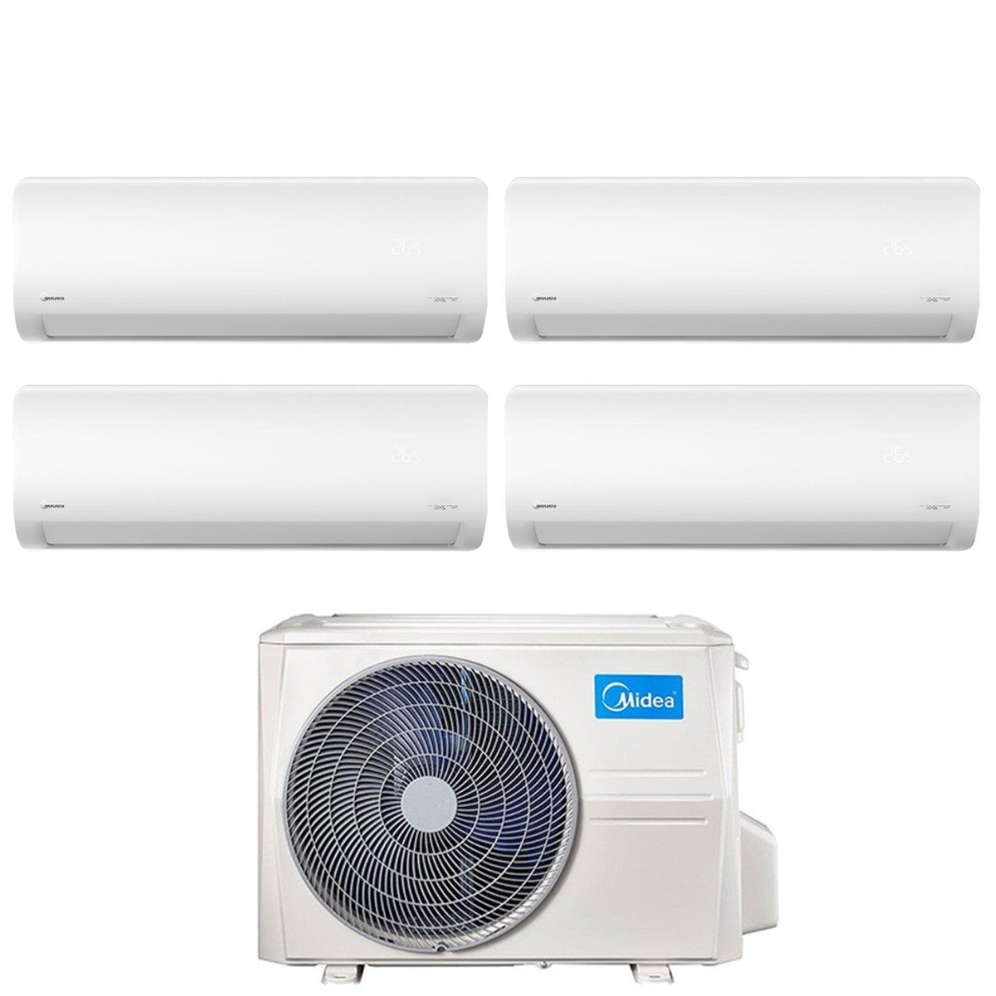 Climatizzatore Condizionatore Midea Quadri Split Inverter serie XTREME 9+9+12+12 con M4OE-28HFN8 R-32 Wi-Fi Integrato 9000+9000+12000+12000 - Novità