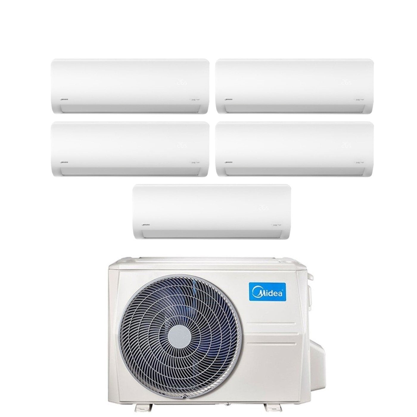 Climatizzatore Condizionatore Midea Penta Split Inverter serie XTREME 9+9+9+12+12 con M5O-42FN8-Q R-32 Wi-Fi Integrato 9000+9000+9000+12000+12000 - Novità