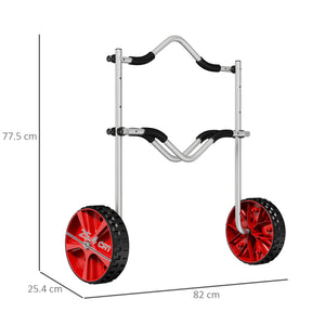 Carrello Porta Kayak Regolabile su 3 Livelli per Canoa e SUP  in Alluminio Argento e Rosso