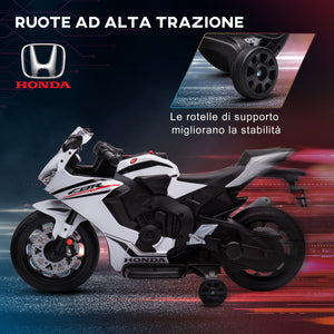 Moto Elettrica per Bambini con Licenza Honda CBR 1000RR 6V Velocità 3km/h Bianco