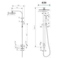 Colonna doccia attrezzata 024 ottone cromato soffione doccetta quadro p46xh106