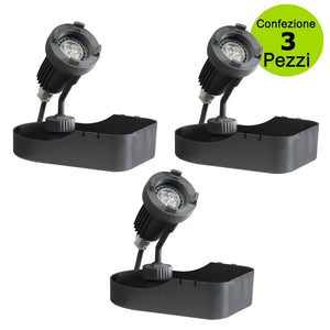 Multipack da 3 pz faretto halley per laghetto a led sommergibile illuminazione fontane e giardini