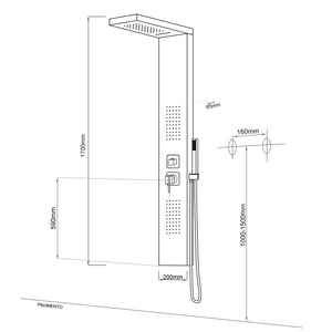 Colonna doccia 002 4 funzioni acciaio inox getto a cascata 2 bocchette idro lombari l20xp44xh170 *** finitura- cromo ...