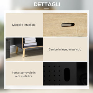 Libreria Moderna 80x40x165 cm in MDF e Truciolato Nero e Legno Naturale