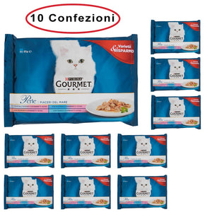 Purina gourmet perle umido gatto piaceri del mare 10 confezioni da 4 buste da 85 grammi