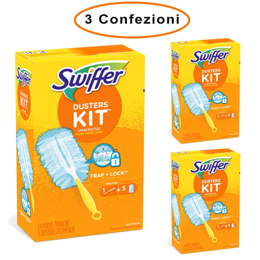 Swiffer duster starter kit catturapolvere 3 confezioni da 1 manico & 5 piumini swiffer