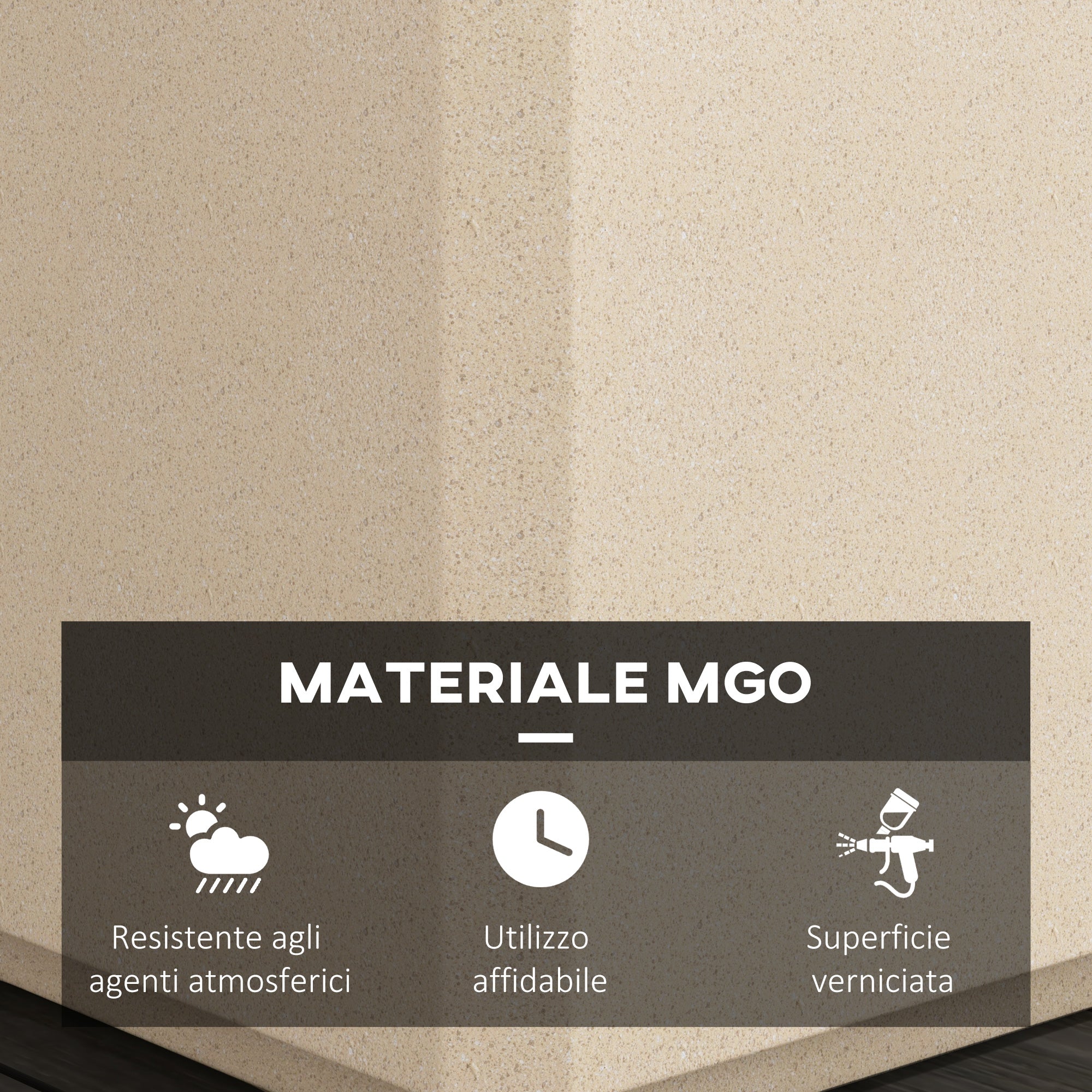 Set da 2 Vasi da Giardino Quadrati Impilabili per Esterno e Interno Beige