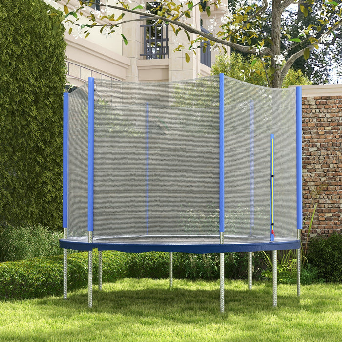 Rete di Protezione per Trampolini a 6 Pali con Ingresso con Cerniera Ø244x180 cm in PE Nero e Blu