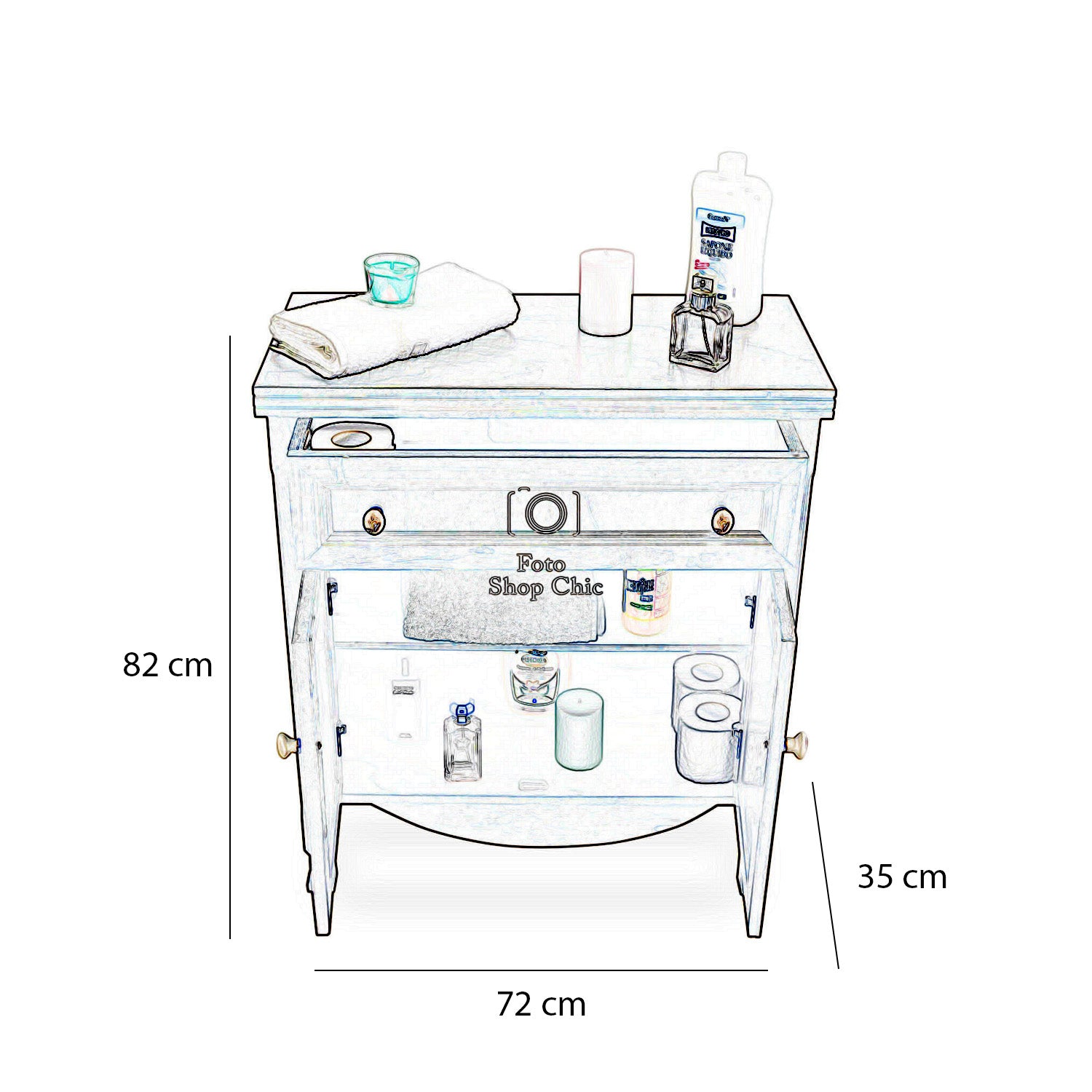 Mobile multiuso colonna bagno in legno arte povera