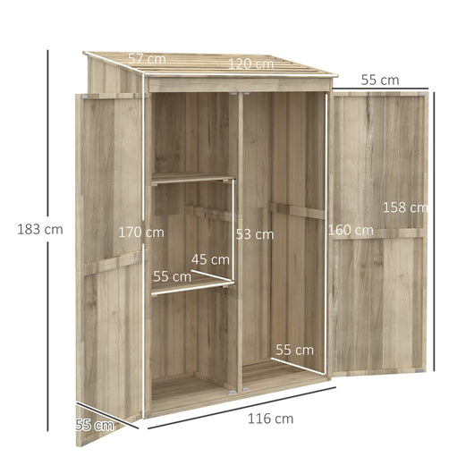 Casetta Box da Giardino 120x57x183 cm in Legno Naturale