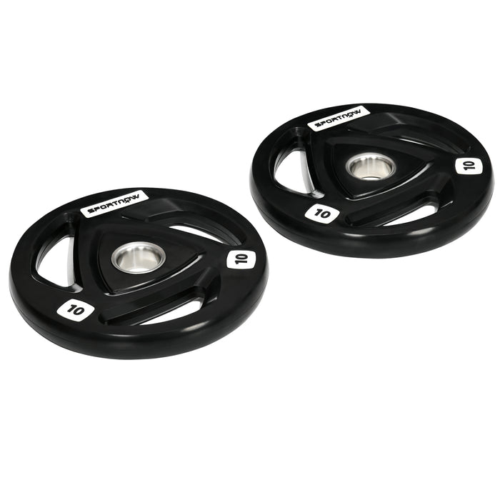 Set di 2 Dischi Pesi da 10 kg per Bilanciere Ø32x4 cm in Acciaio con Rivestimento in Gomma Nero