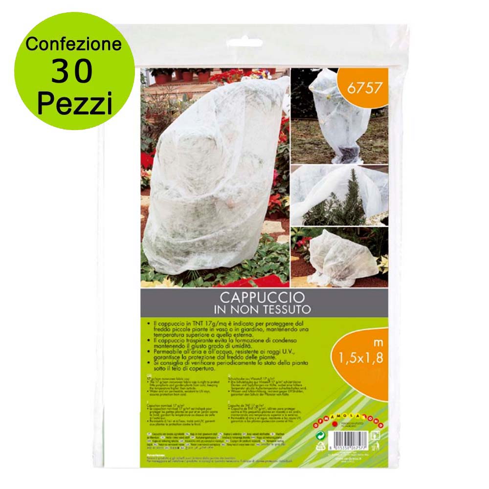 Multipack 30 pz telo di copertura cappuccio in tnt ripara dal freddo piante 1,5 x 1,8 metri bianco tessuto e non tessuto