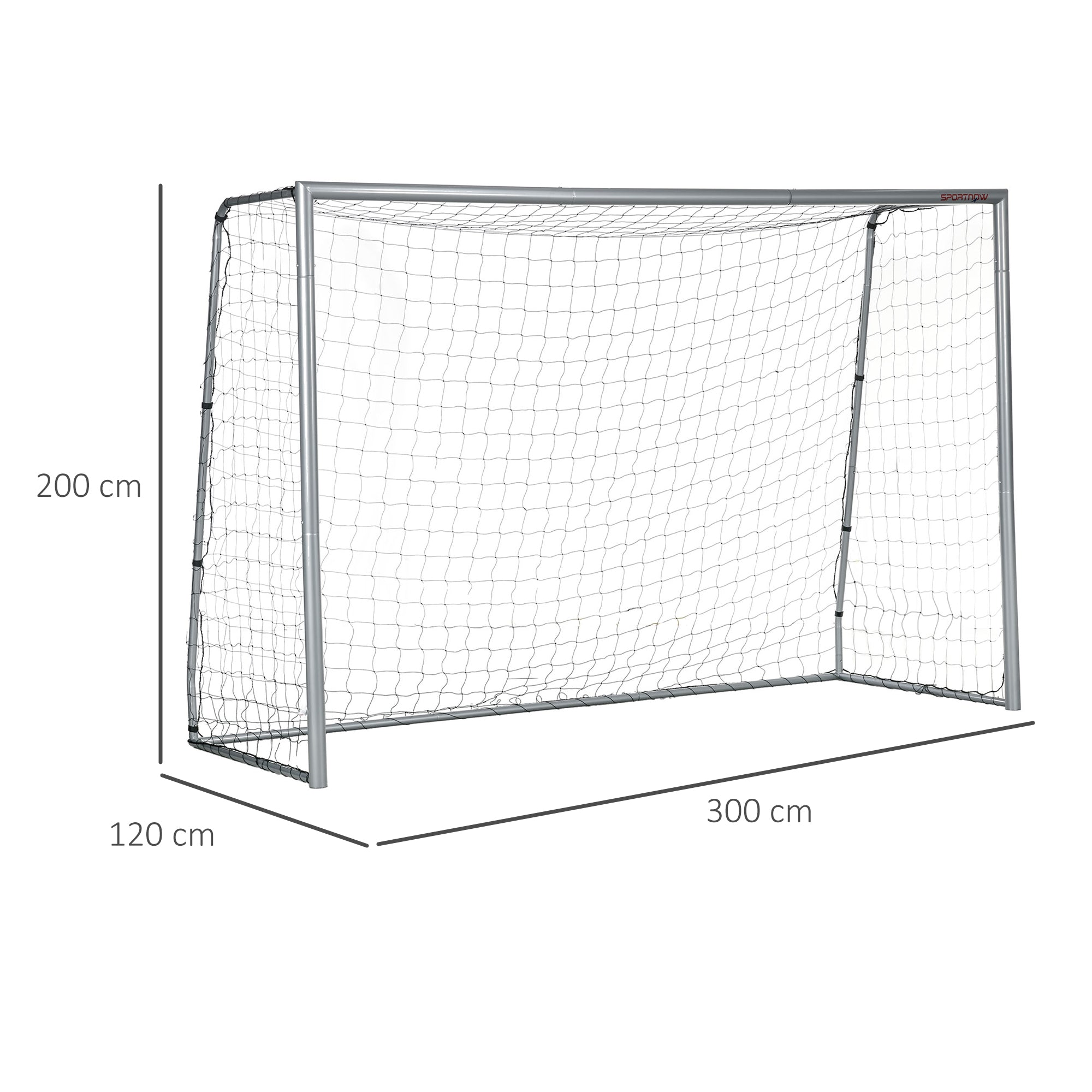 Porta da Calcio con Viti e Picchetti inclusi 300x120x200 cm in PE e Metallo Grigio