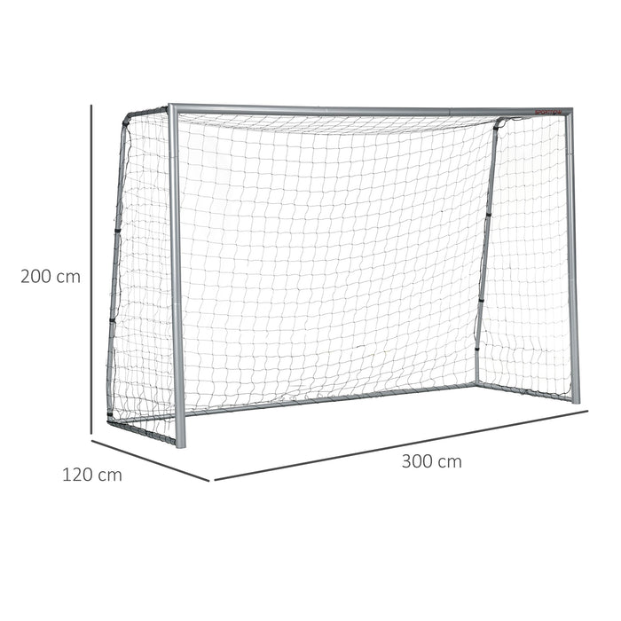 Porta da Calcio con Viti e Picchetti inclusi 300x120x200 cm in PE e Metallo Grigio