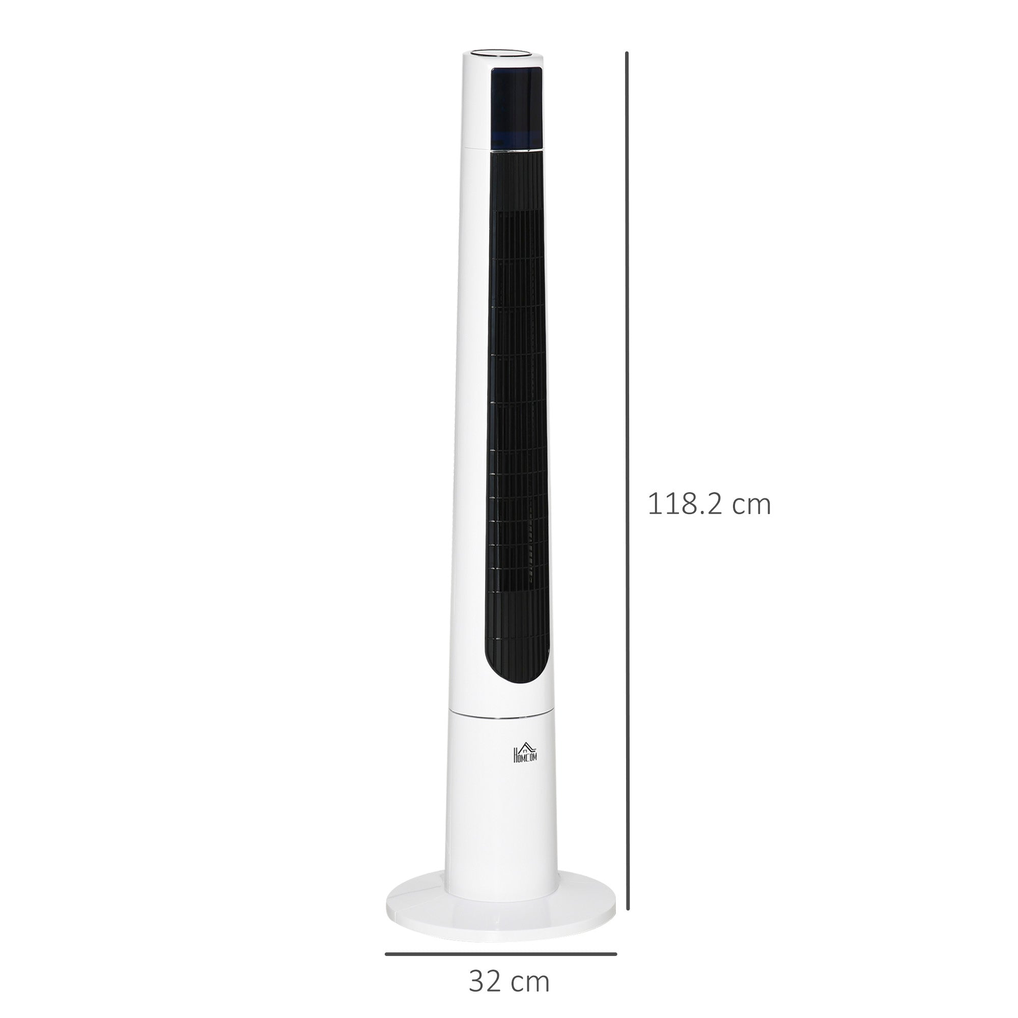 Ventilatore a Torre 50W a 3 Modalità e 3 Velocità con Timer da 12h Ø32x118.2 cm in ABS Bianco
