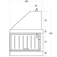 Camino legna prefabbricato ghisa focolare aperto reversibile ds100 tgh calore